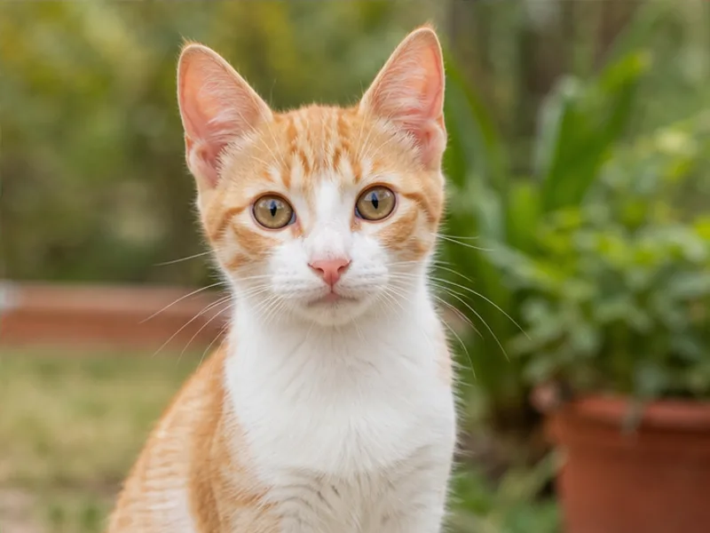 Retrato generado para la demostración de Olivia, una gata naranja y blanca